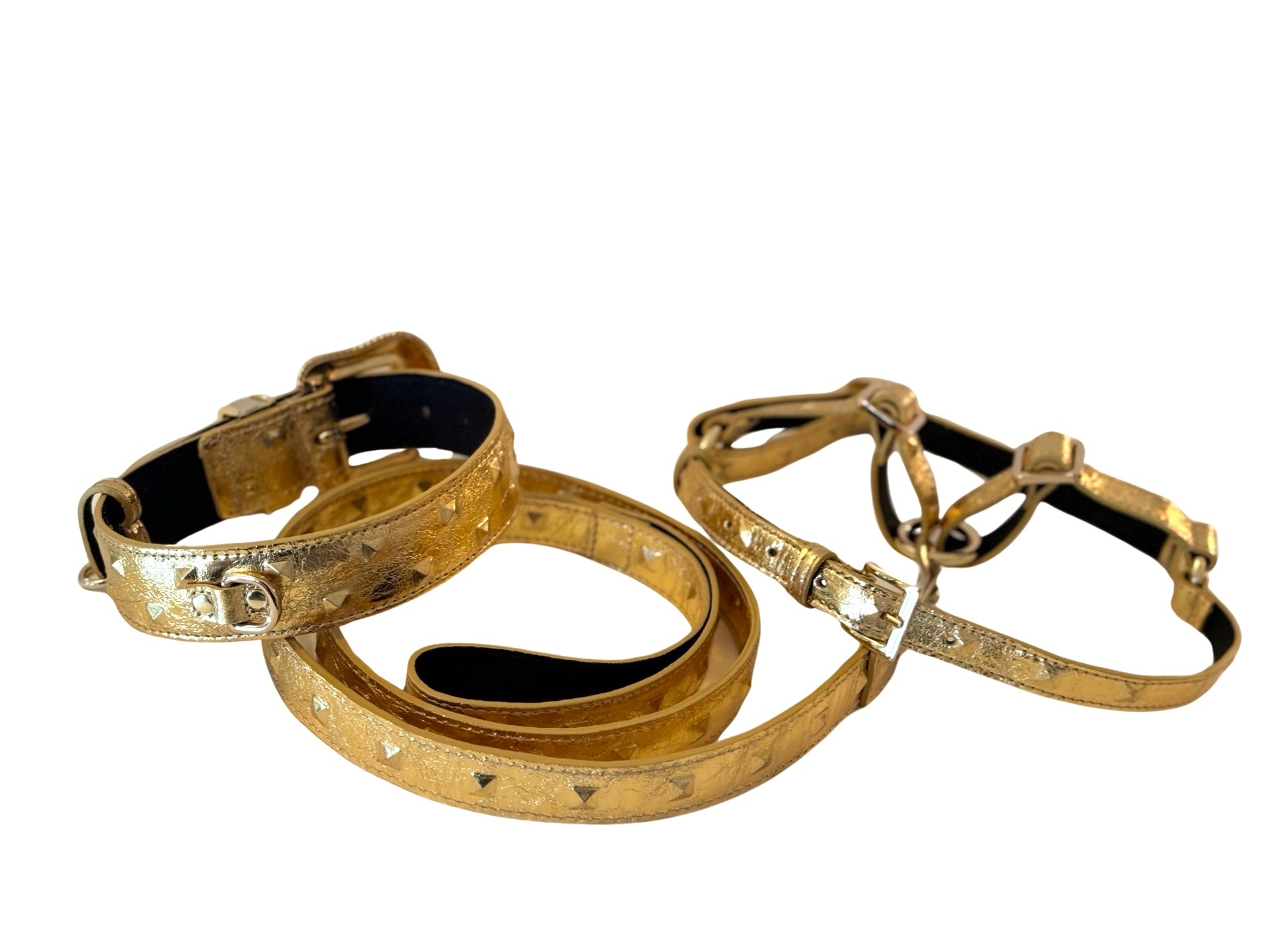 Glam Gold Embossed Studded Italian Leather Collar by Allysa Payne Beverly Hills - product image 2 for Resin Society