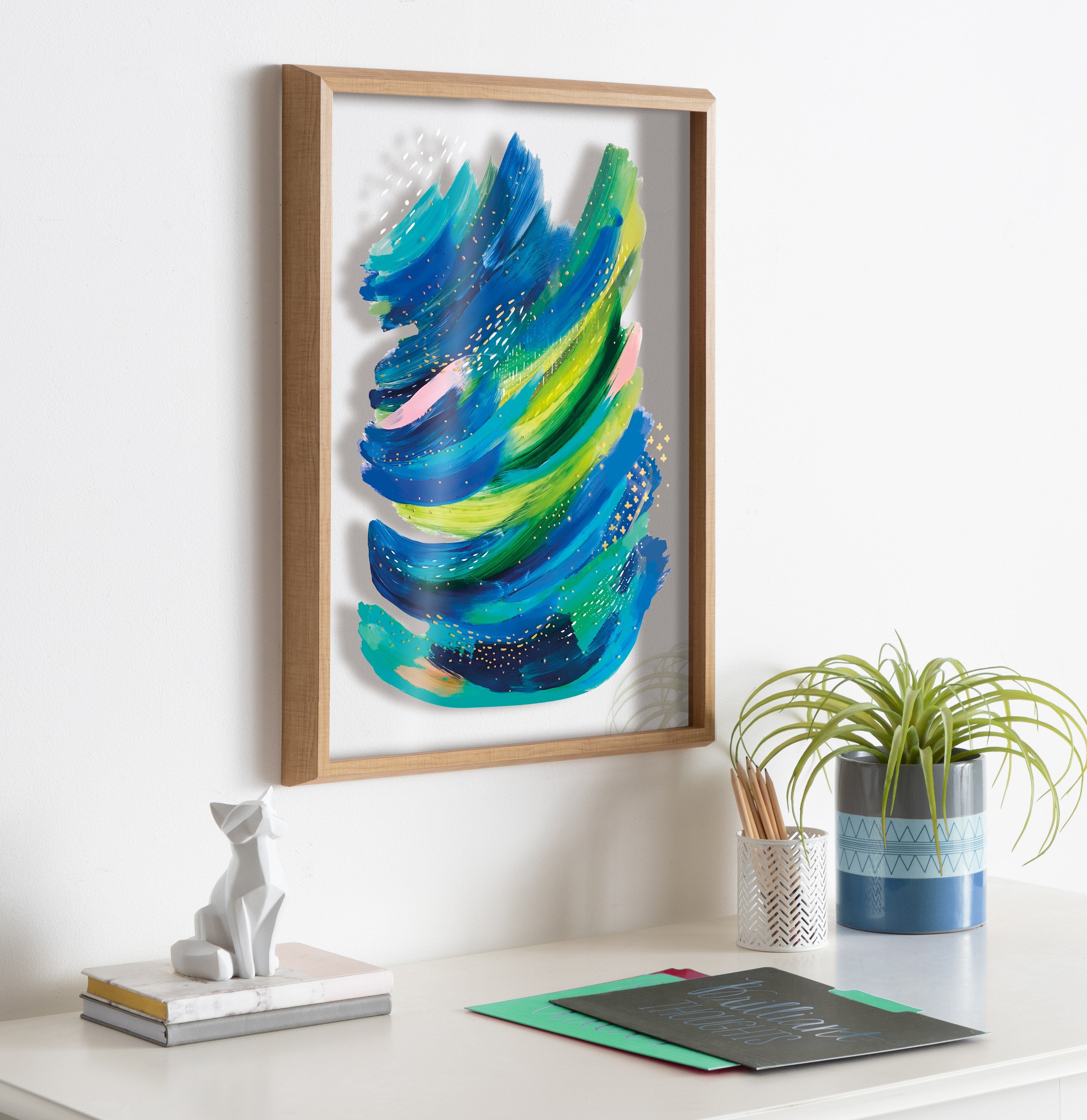 Blake Bright Abstract 2 Framed Printed Glass by kateandlaurel - product image 7 for Resin Society