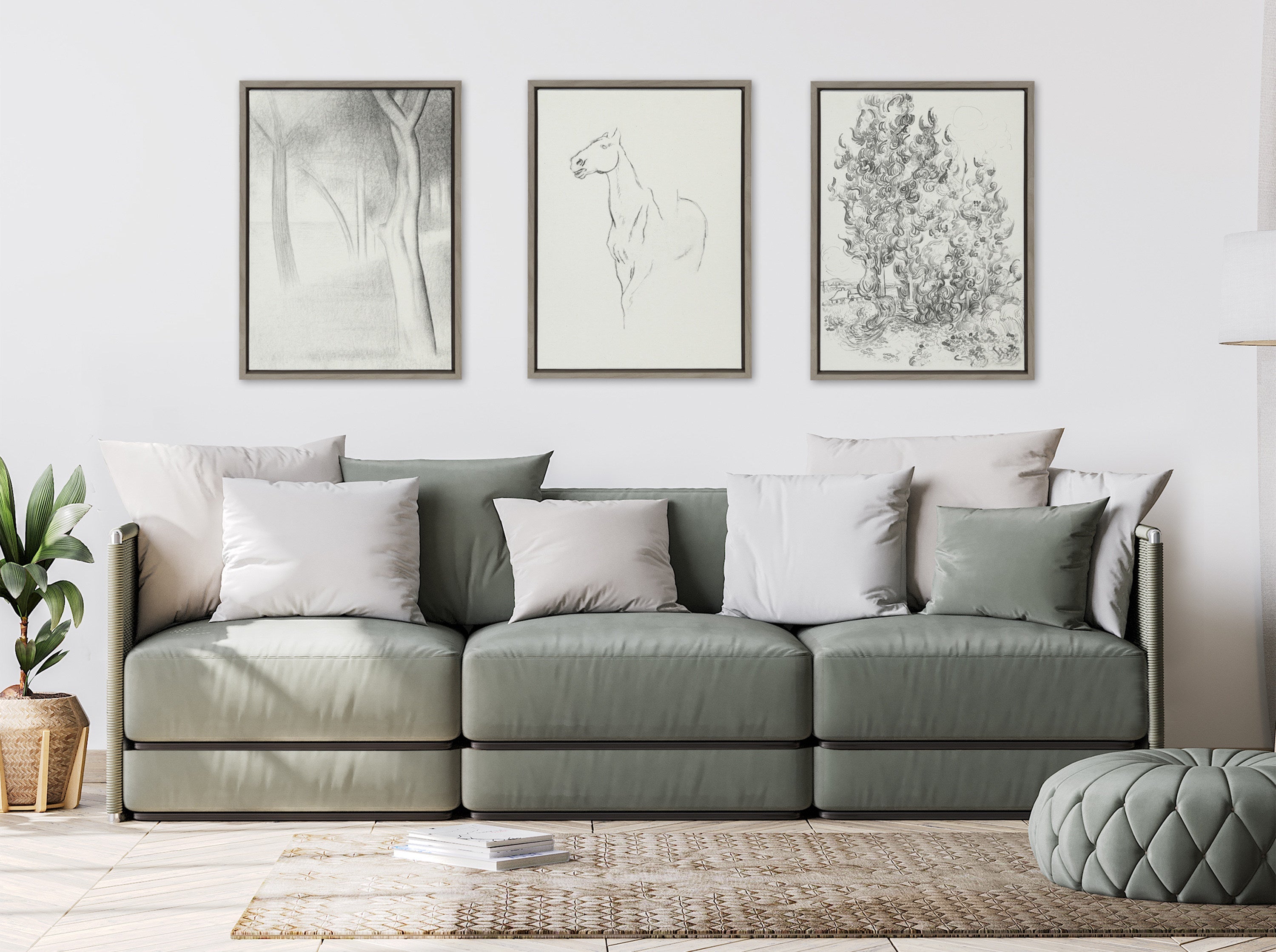 Sylvie Edgar Degas Horse Turned Three Quarters 1880 BW Framed Canvas by by kateandlaurel - product image 16 for Resin Society