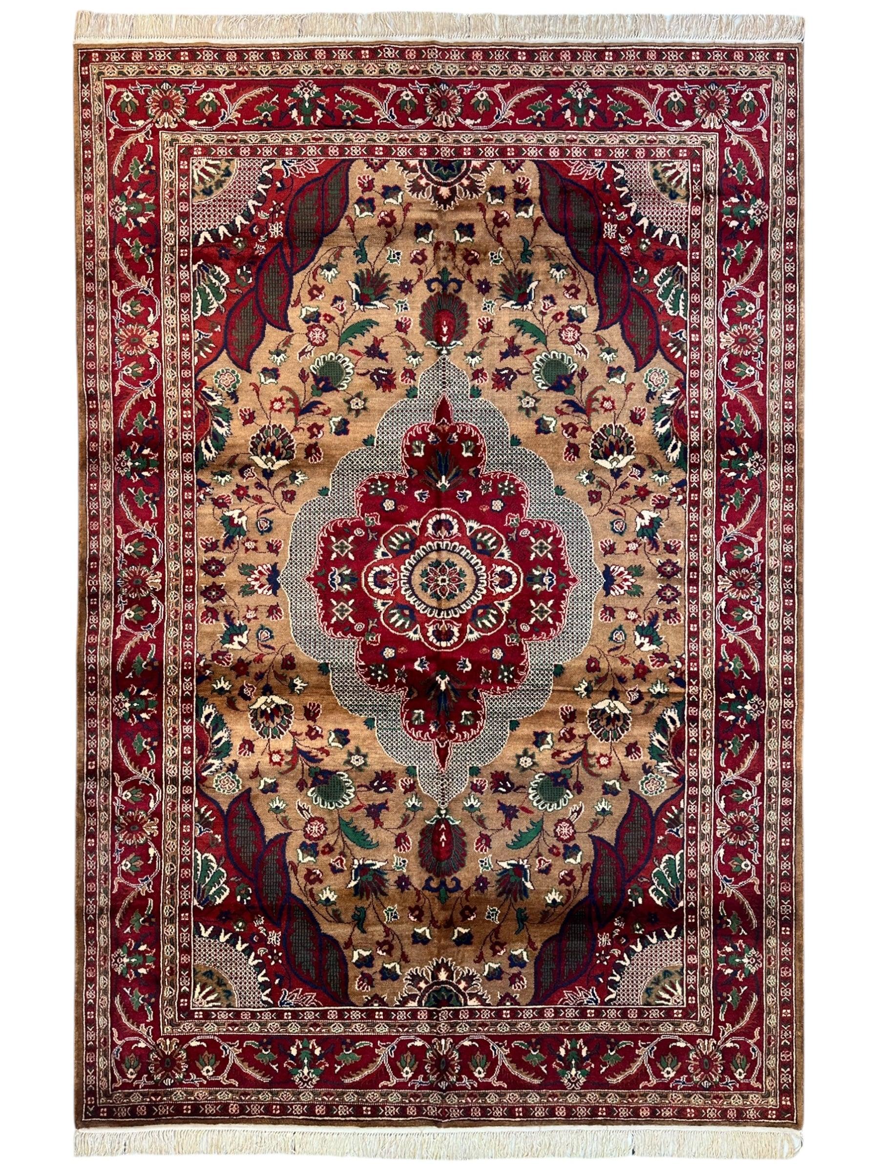 Hand-Knotted Afghan Garden Design Rug – 6’6” x 9’6” by Rugistan - main product image for Resin Society