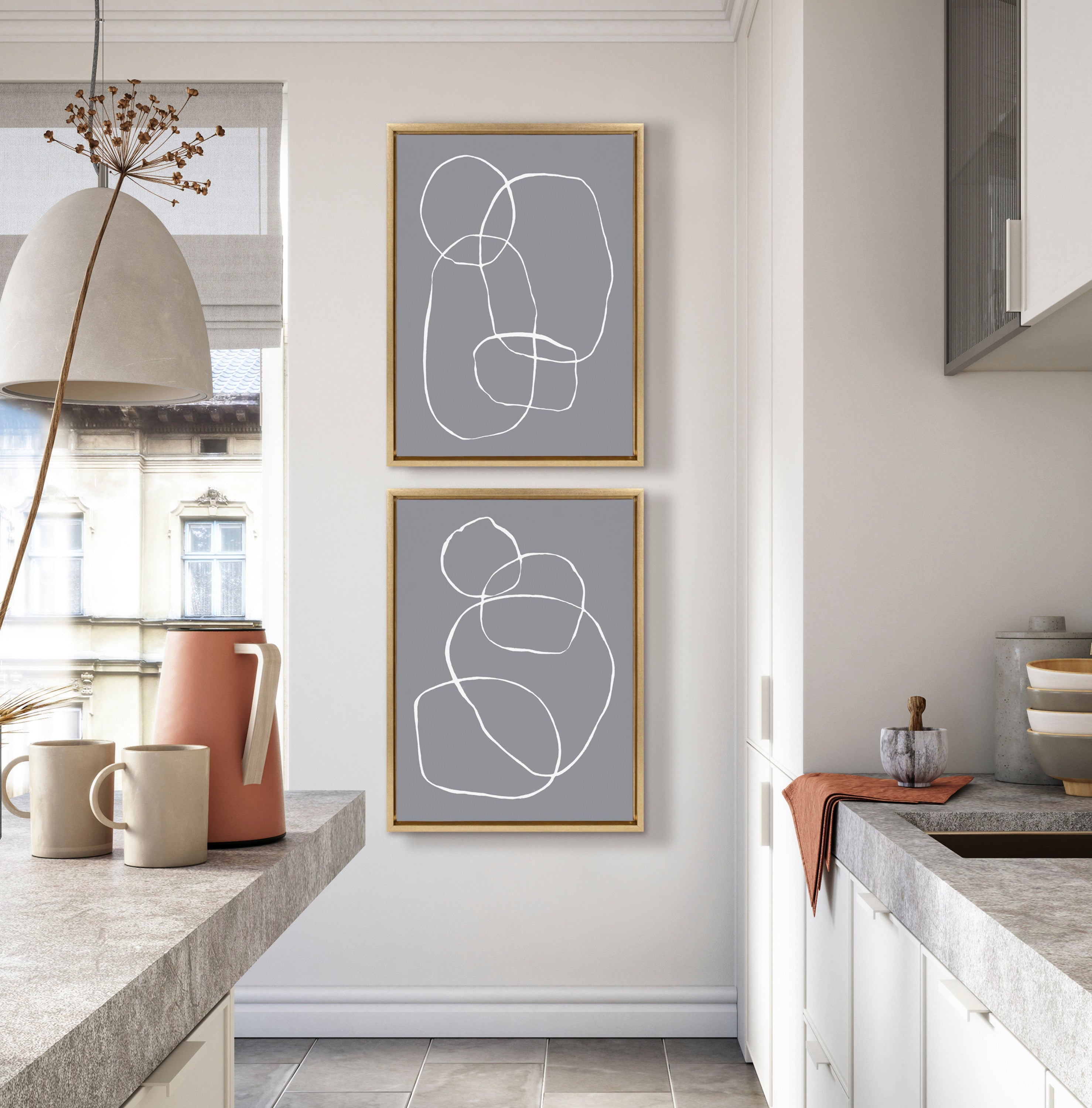 Sylvie Gray Going in Circles Framed Canvas Set by kateandlaurel - product image 12 for Resin Society