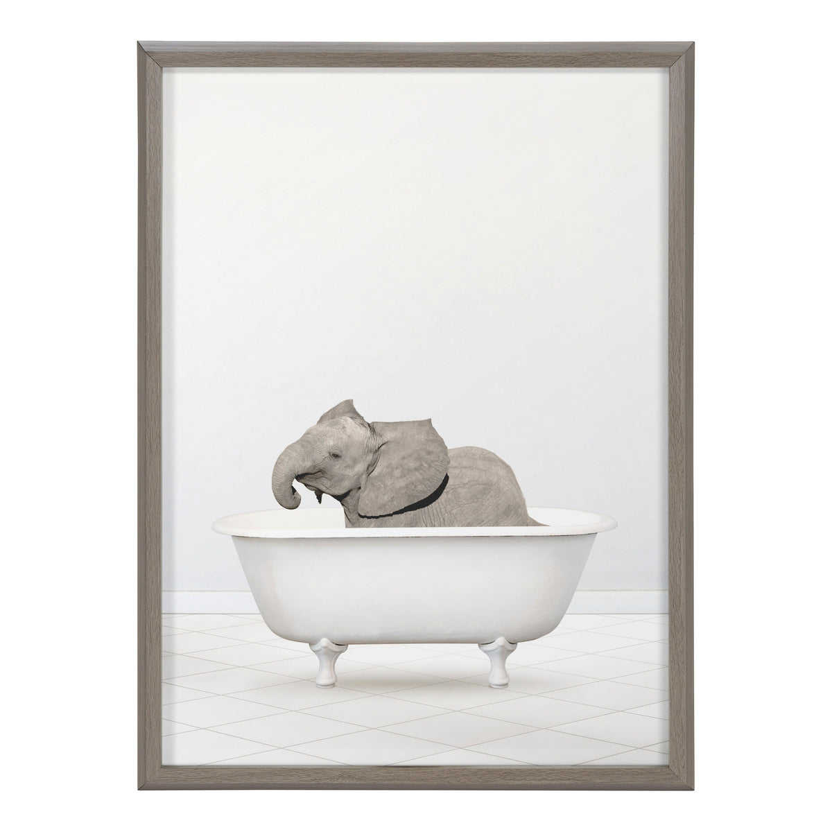 Blake Baby Elephant Solo Bathtub Framed Printed Glass by Amy Peterson by kateandlaurel - product image 2 for Resin Society