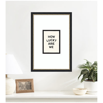 How Lucky Are We Inspirational Quote Poster, Dopamine Decor for Home or Apartment Retro Poster by Lucky Guava Framed Wall Art Print