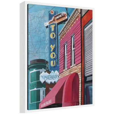 Framed canvas wall art print titled 'Heres to You' by Krista V.
Allenstein displayed on a wall