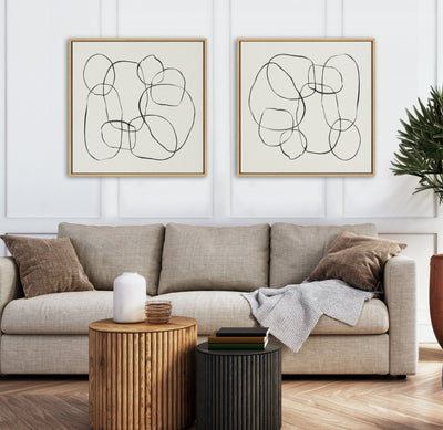 Sylvie Dancing Circles Framed Canvas