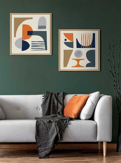 Sylvie Abstract Mid Century Framed Canvas