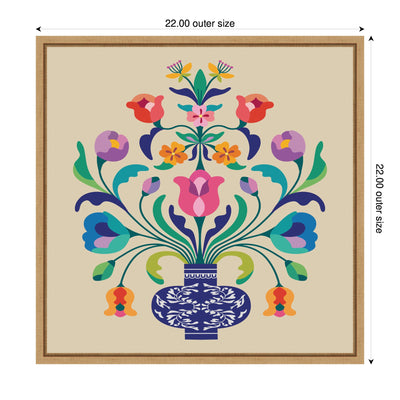 Floral Blue Vase by Rachel Lee Framed Canvas Wall Art Print
