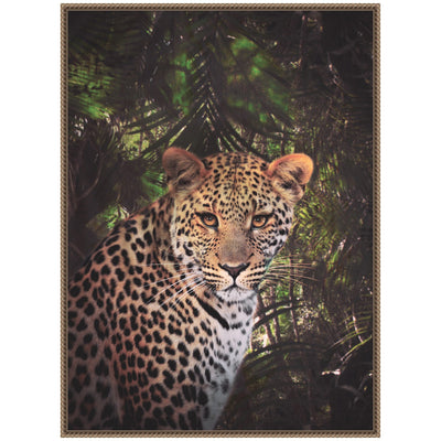 Sylvie Moody Leopard In The Rainforest Color Framed Canvas by Simon Te of Tai Prints