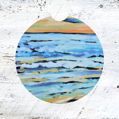 Car Coaster: Beach Sunset. Artist Christi Dreese by Dreese Fine Art - Resin Society