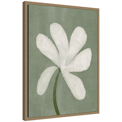 White Floral by Gabrielly Guedes framed canvas wall art print with botanical design in Sylvie frame