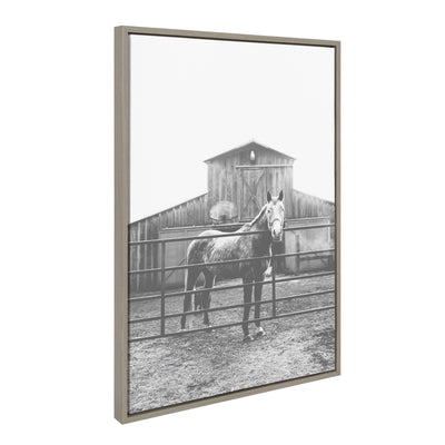 Sylvie Modern Farmhouse Horse Black and White Framed Canvas by Patricia Hasz
