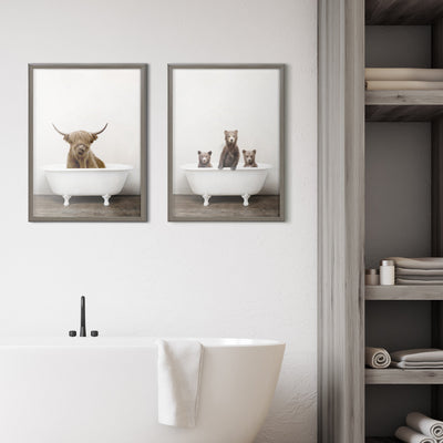 Blake Highland Cow in Tub Color Framed Printed Glass
