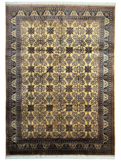Hand-Knotted Afghan Bukhara Rug 8'4" x 11'10" - Wool, Geometric Patterns by Rugistan - main product image for Resin Society