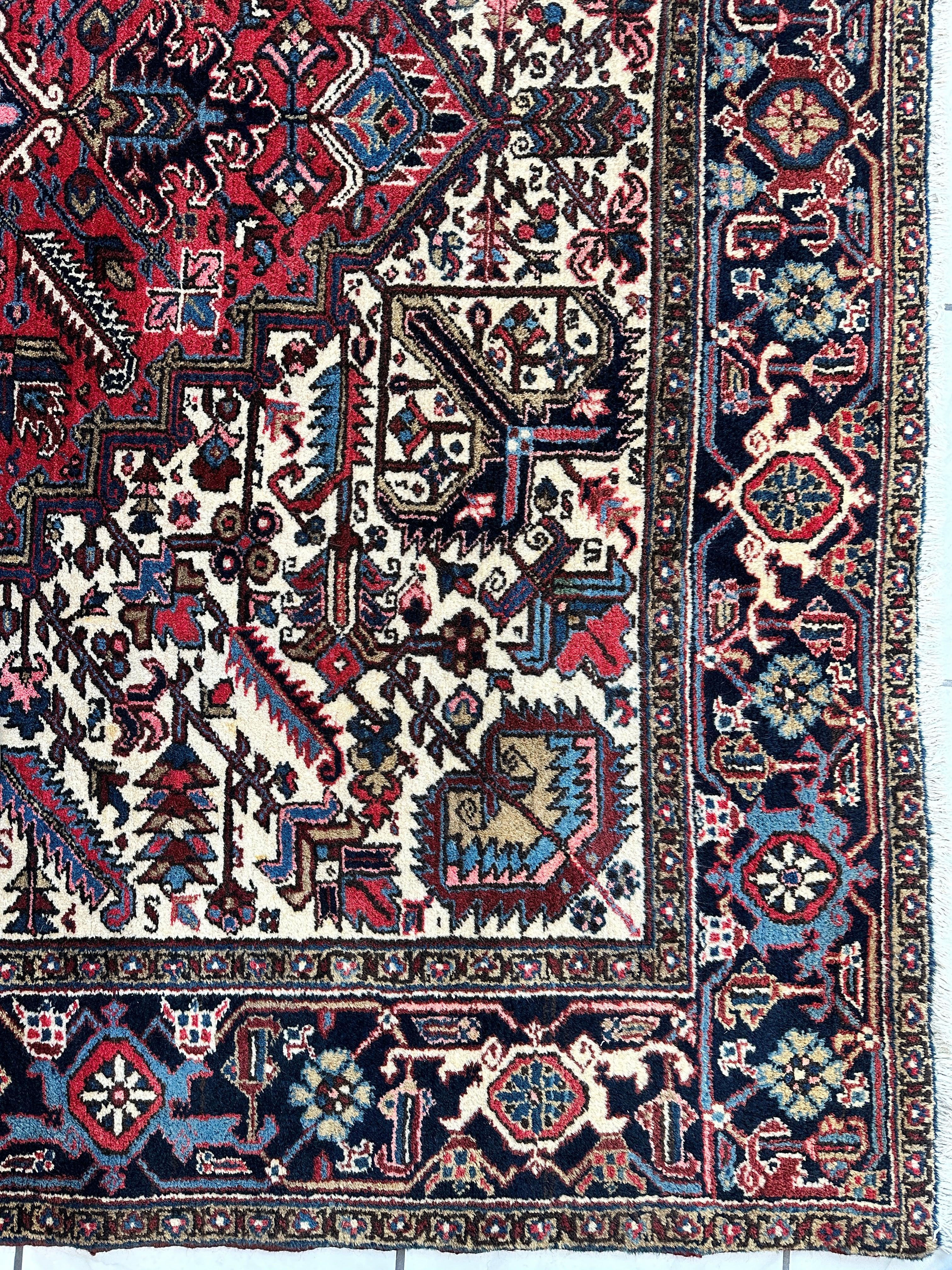 Hand-Knotted Persian Heriz Wool Rug – 9’ x 12’ – Geometric Medallion by Rugistan - product image 8 for Resin Society