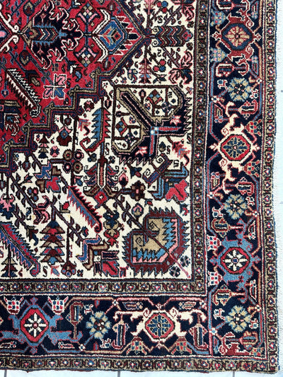 Hand-Knotted Persian Heriz Wool Rug – 9’ x 12’ – Geometric Medallion by Rugistan - product image 8 for Resin Society