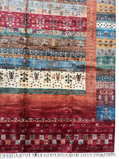 Afghani Khorjin Wool Rug – 7' x 9'10" – Vibrant Geometric & Tribal by Rugistan - product image 11 for Resin Society