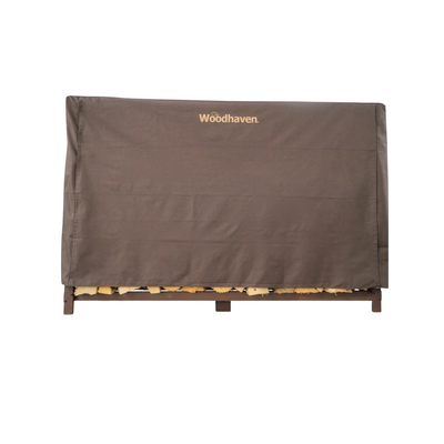 Woodhaven 6 ft Firewood Rack in black with optional cover and support bases