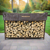 Woodhaven 6 ft Firewood Rack in black with optional cover and support bases