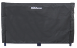 Woodhaven Full Firewood Rack Cover with zipper closure protecting stacked firewood outdoors