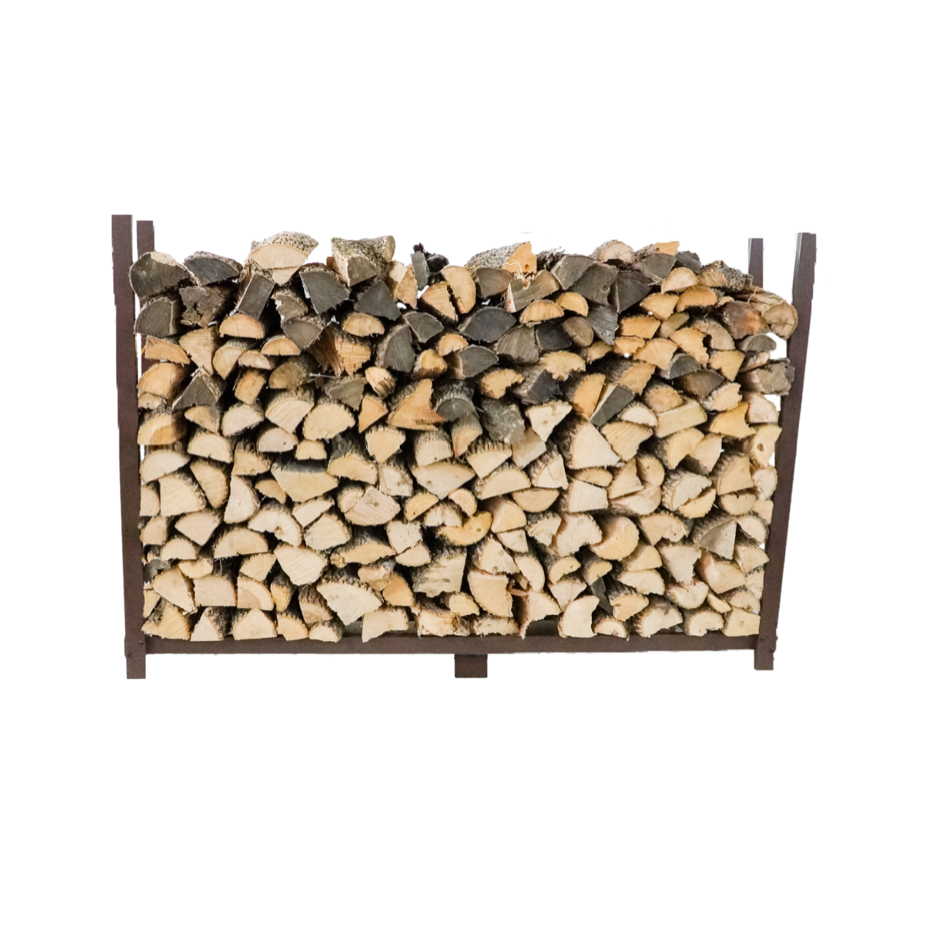 Woodhaven 6 ft Firewood Rack in black with optional cover and support bases