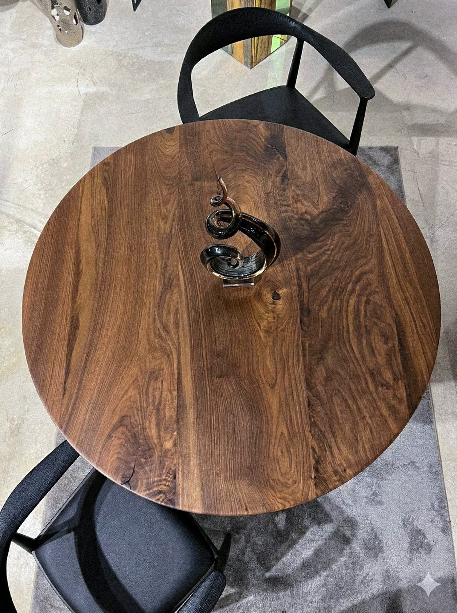 Modern Round Walnut Pedestal Dining Table by Gizz - product image 5 for Resin Society