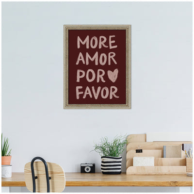 More Amor Por Favor Hand Painted Typography Maroon by Lucky Guava Framed Wall Art Print