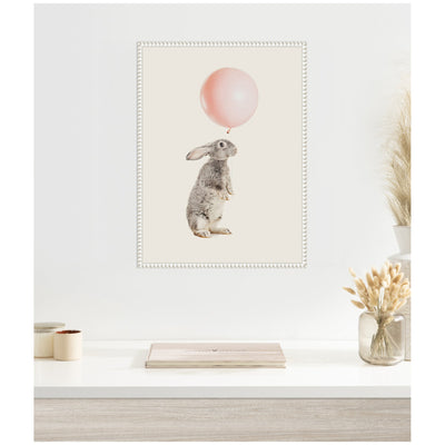 Sylvie The Bunny and the Pink Balloon Framed Canvas by July Art Prints