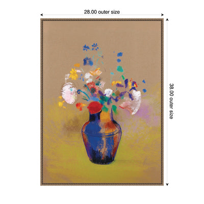 Fleurs Sur Fond Gris 1916 Odilon Redon by Nostalgia Prints Framed Canvas Wall Art Print