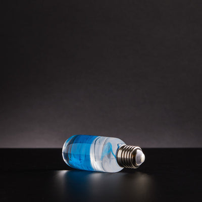 EP Light Blue Resin LED Bulb with unique handcrafted blue resin design