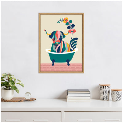 Sylvie MCM Cow in Bathtub Framed Canvas by Rachel Lee