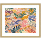 Framed Art Flower Market by Amy Lighthall featuring abstract colorful shapes resembling foliage on pastel background in Boho frame
