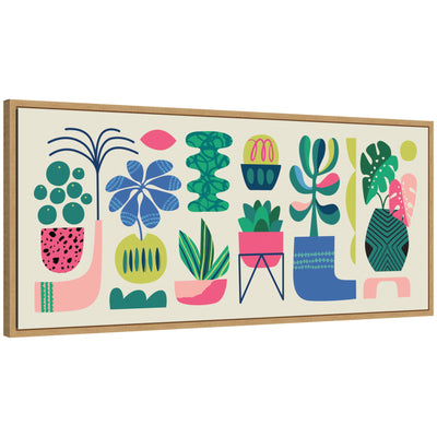 Sylvie Retro Bright Floral and Succulent Panel Framed Canvas by Rachel Lee by kateandlaurel