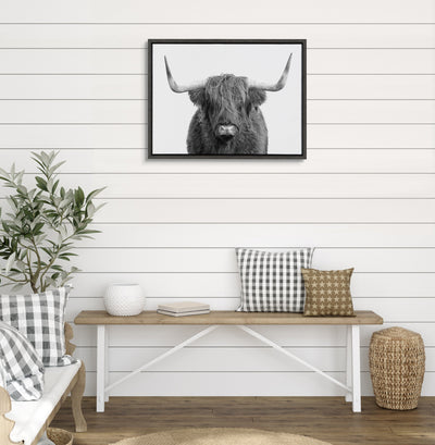 Sylvie Highland Cow Portrait Framed Canvas by Amy Peterson Art Studio