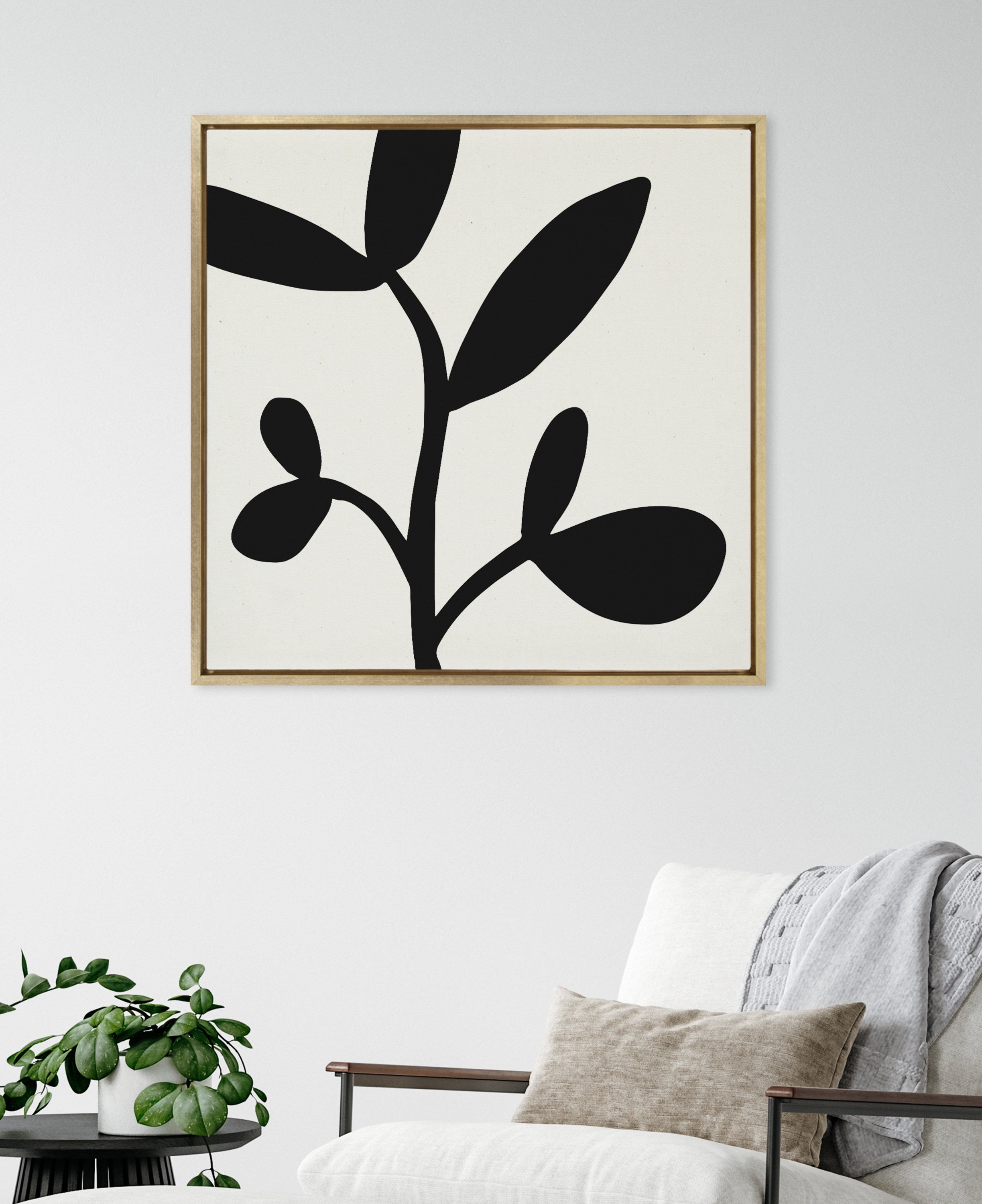 Sylvie Modern Botanical Neutral Abstract 2 Framed Canvas