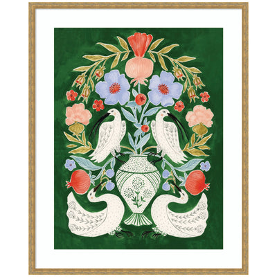 Floral Folklore Ibises and Swan by Jill Labieniec Framed Wall Art Print