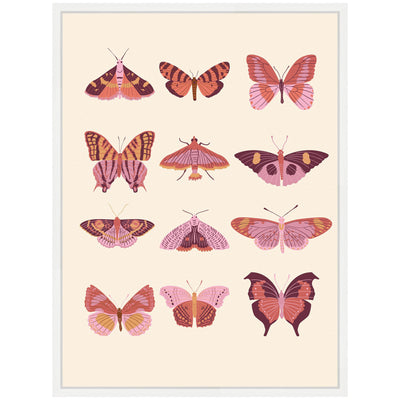 Sylvie Vintage Retro Boho Butterflies Framed Canvas by Honey Island Studio