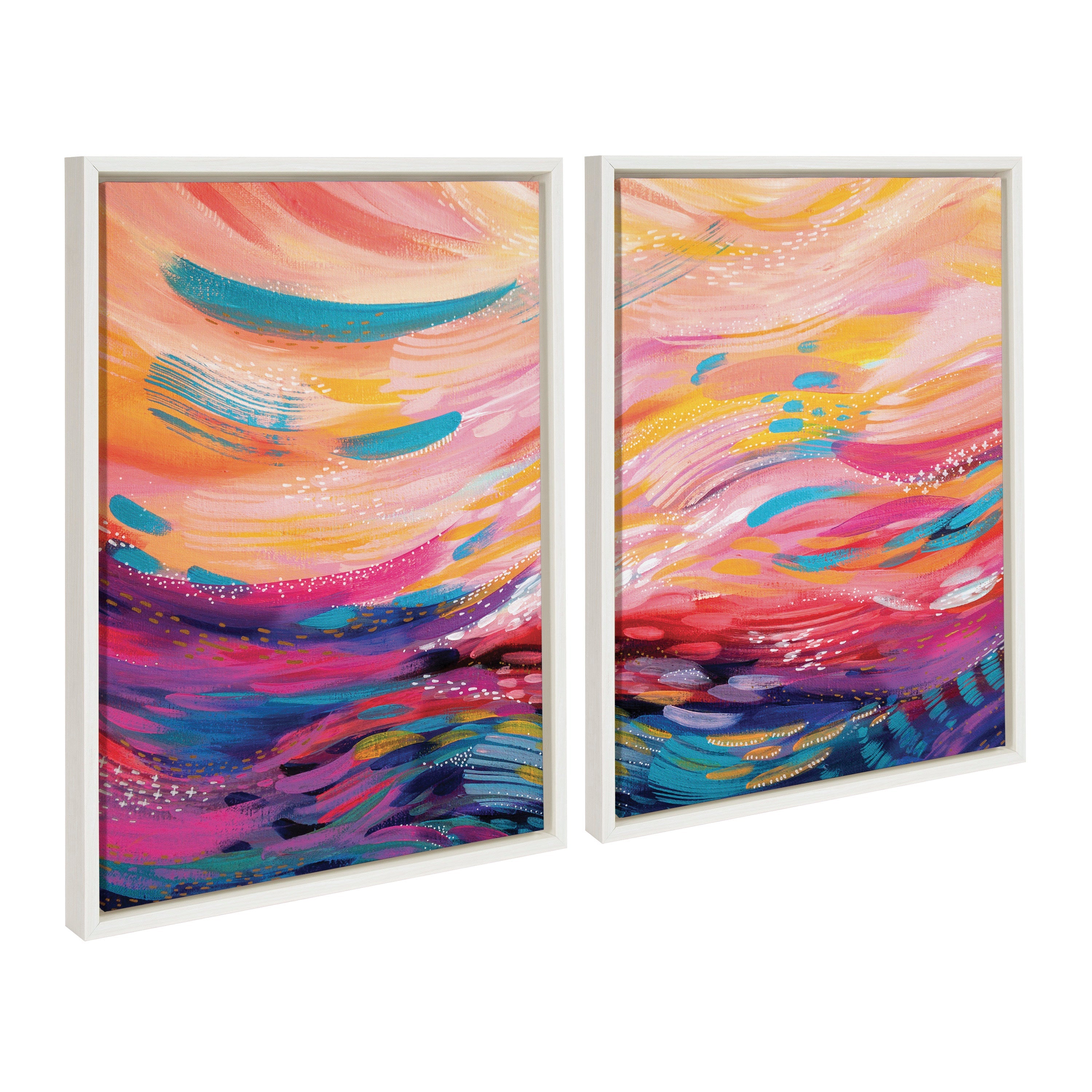 Sylvie Brush Strokes 90 Framed Canvas Set by kateandlaurel - product image 17 for Resin Society