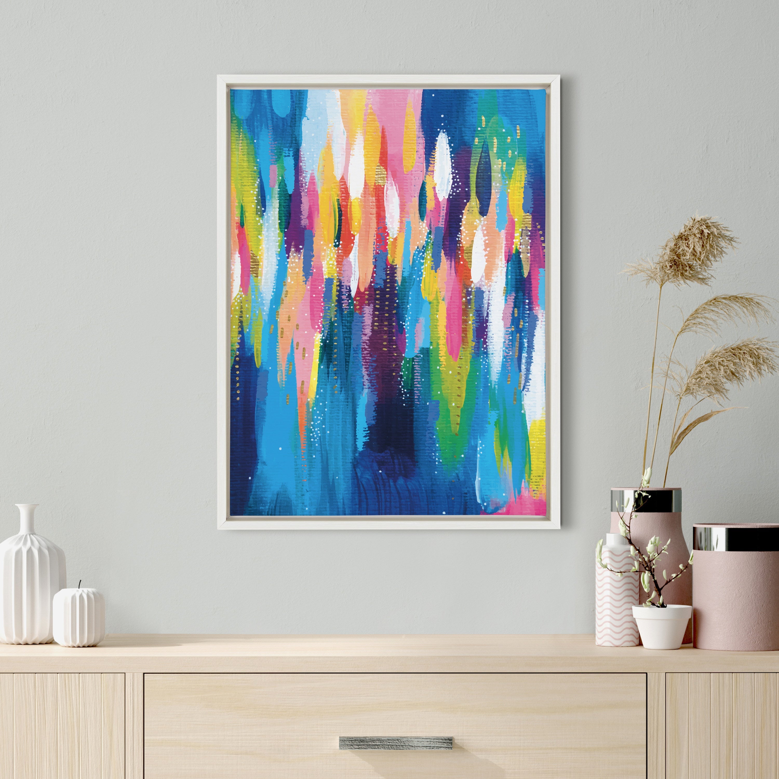 Sylvie EV Bright Brush Strokes 033 Framed Canvas by kateandlaurel - product image 18 for Resin Society
