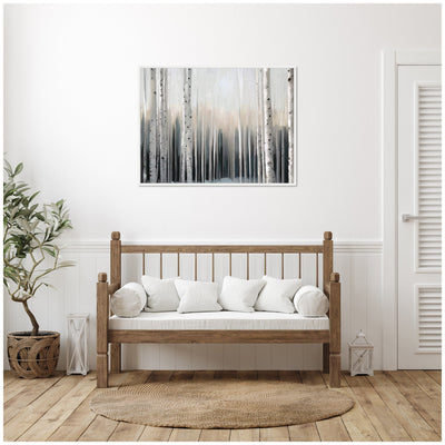 Sylvie Birch Tree Glow Framed Canvas by Mary Sparrow