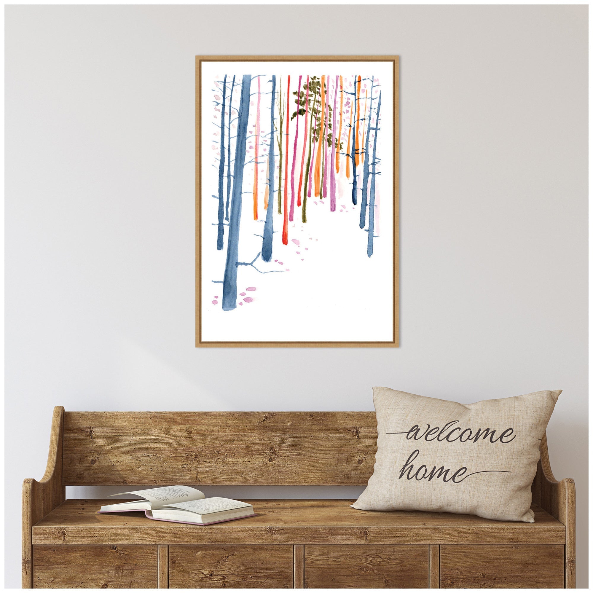 Sylvie Colorful Woodland Trees Framed Canvas by Viola Kreczmer