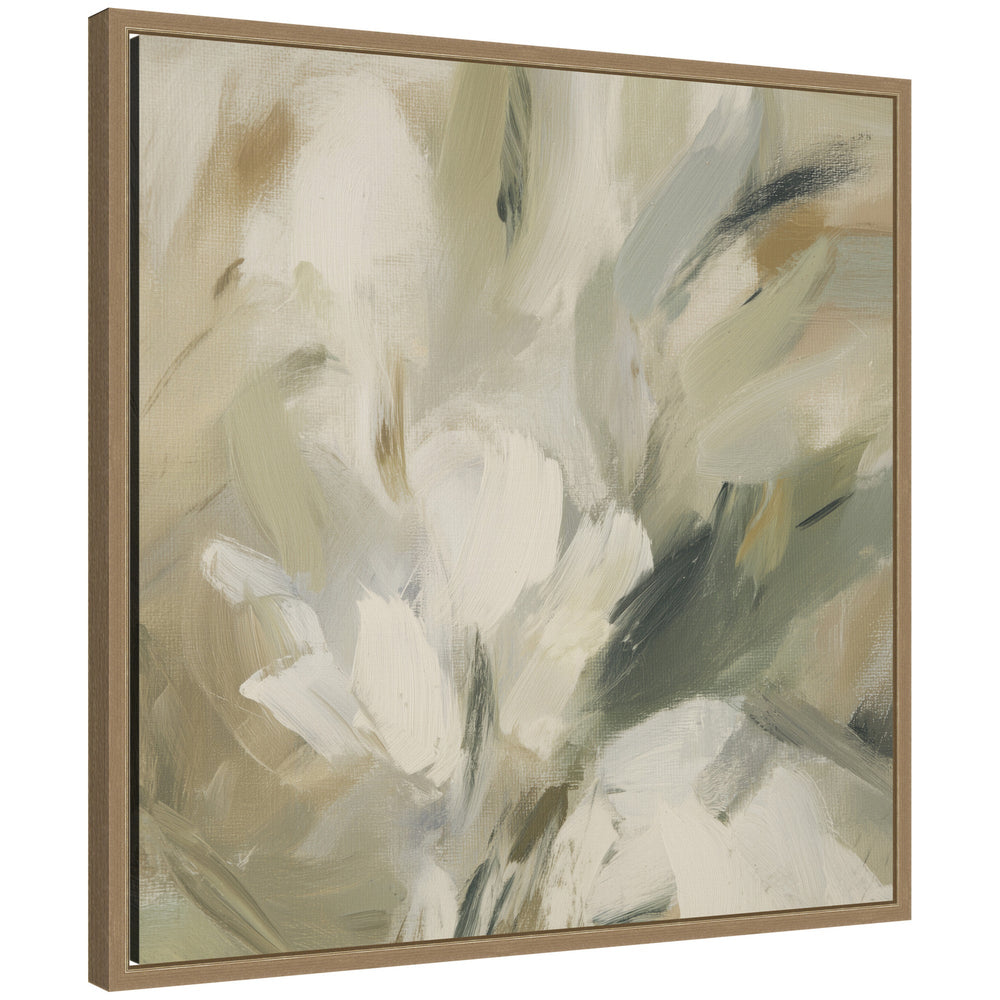 Framed canvas wall art print titled Olive Bloom No.
1 by Amy Lighthall showing layered green olives and small blossoms in a Sylvie style frame.