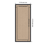 Rectangular beige pinboard with a black scalloped border inside a black frame, displayed with outer and inner size measurements in inches.