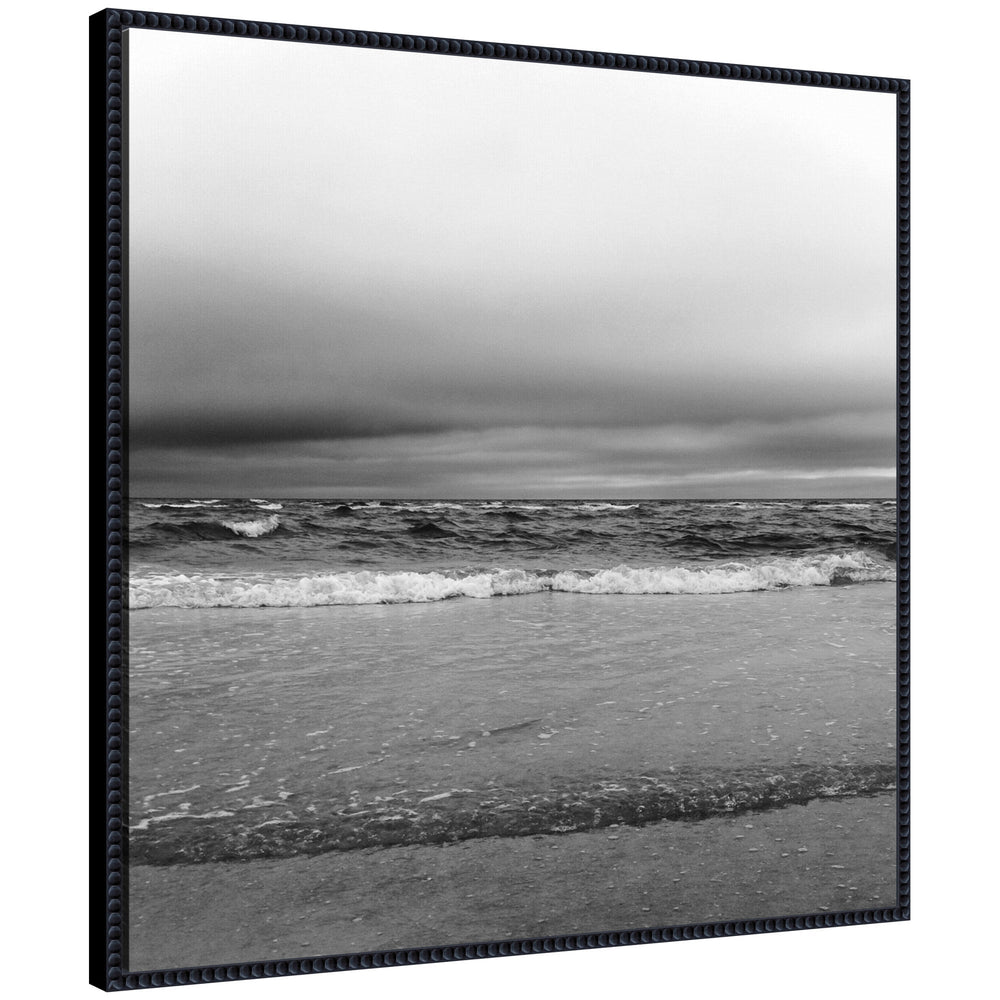 Sylvie Life Is A Beach Framed Canvas showing a seaside scene with vintage beaded frame