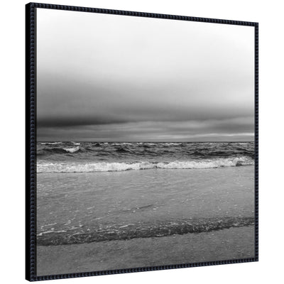 Sylvie Life Is A Beach Framed Canvas showing a seaside scene with vintage beaded frame