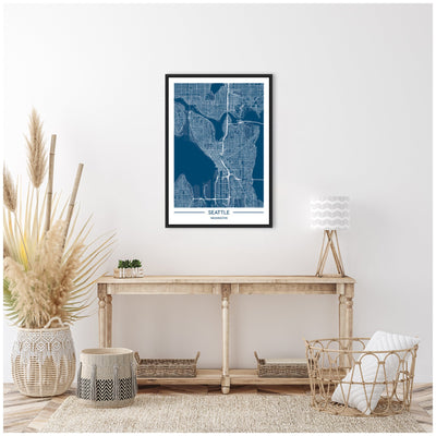 Sylvie Seattle Map Framed Canvas by Jake Goossen