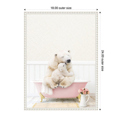 Sylvie Mother and Baby Polar Bear in Cottage Rose Bathtub Framed Canvas by Amy Peterson