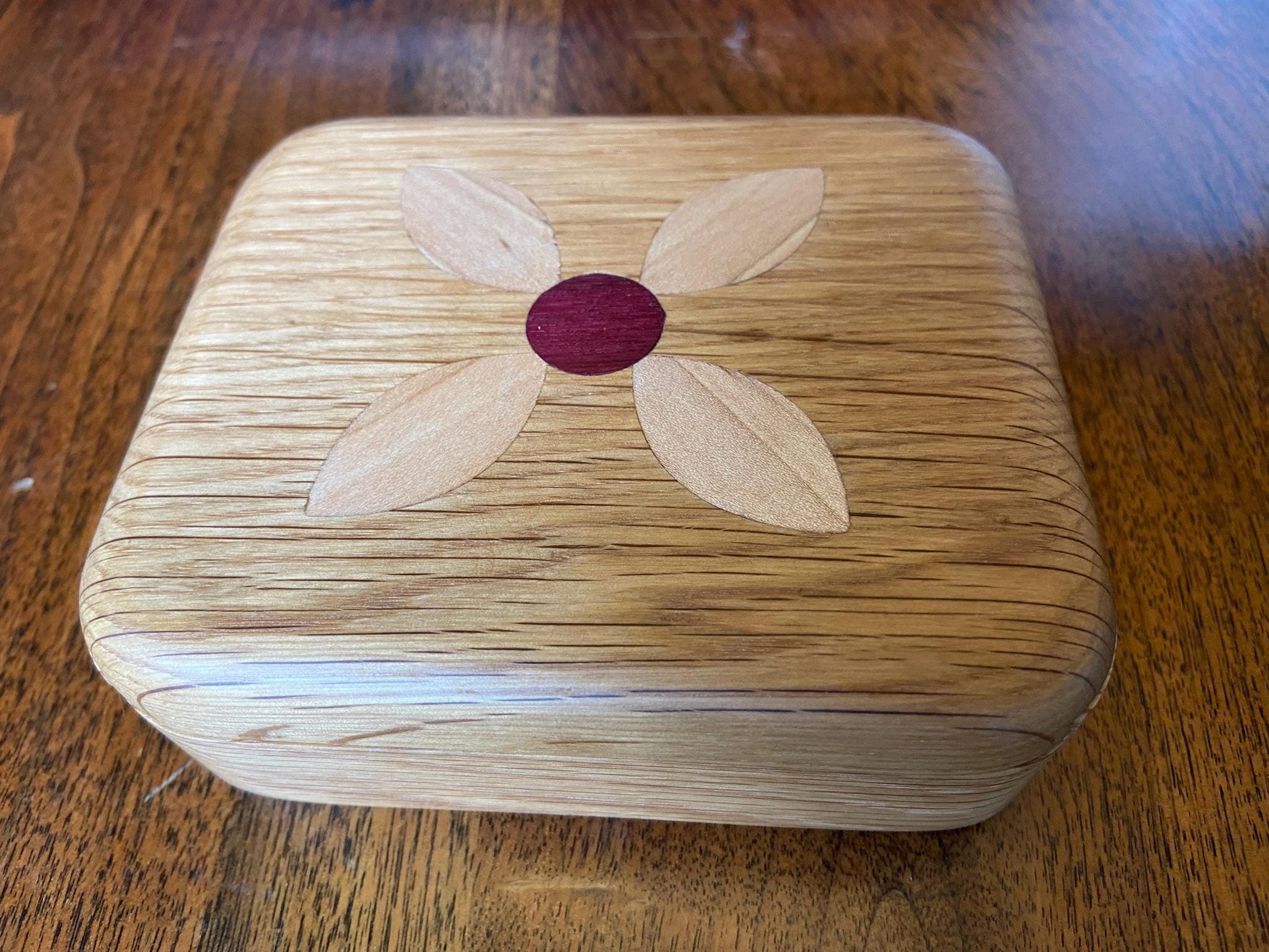 Handcrafted small sliding dovetail box with wooden inlay options