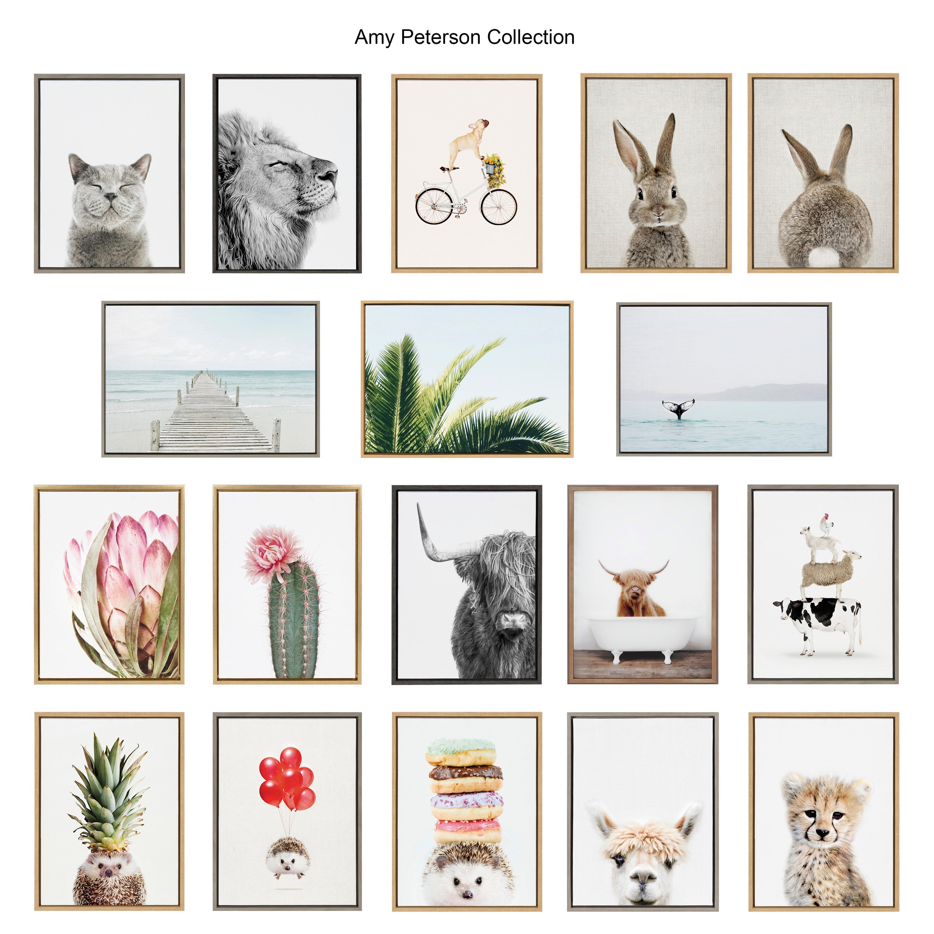 Sylvie Bunny Portrait and Bunny Tail Framed Canvas Art Set by Amy Peterson Art Studio