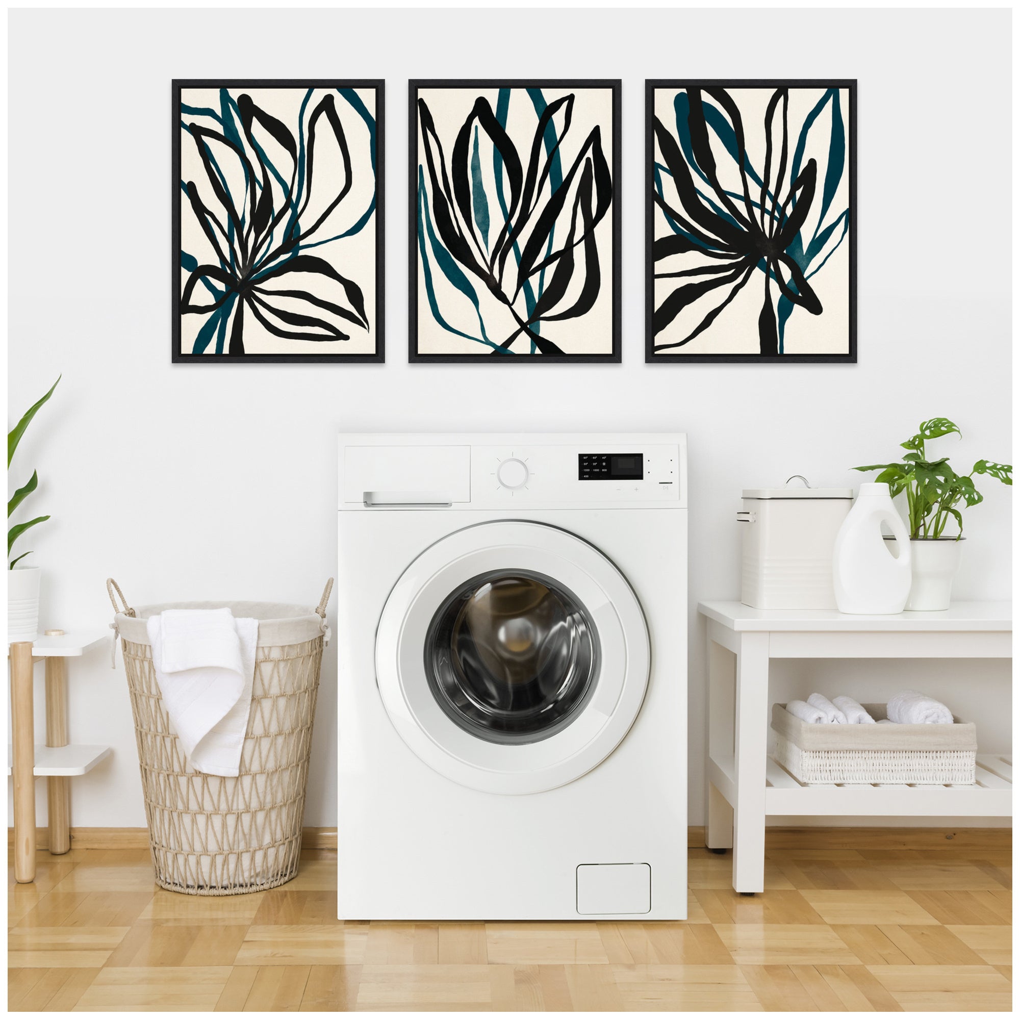 Sylvie Modern Floral 1, 2 and 3 Framed Canvas Art Set by Alicia Bock