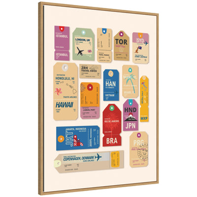 Travel Tags by Honey Island Studio Framed Canvas Wall Art Print